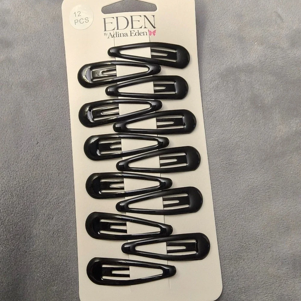 Eden by Adina Eden 12 Black Metal Snap Hair Clips